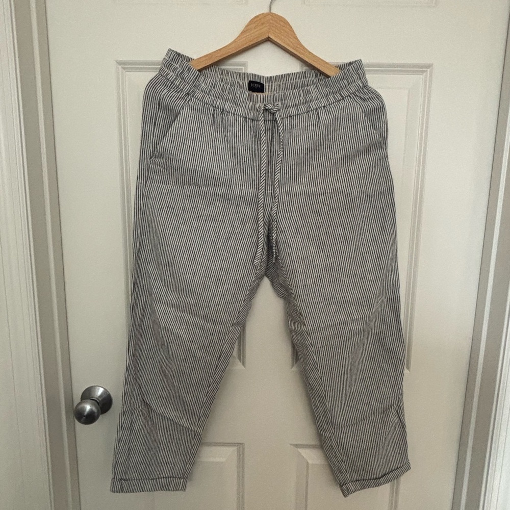 J. Crew grey striped linen Pants